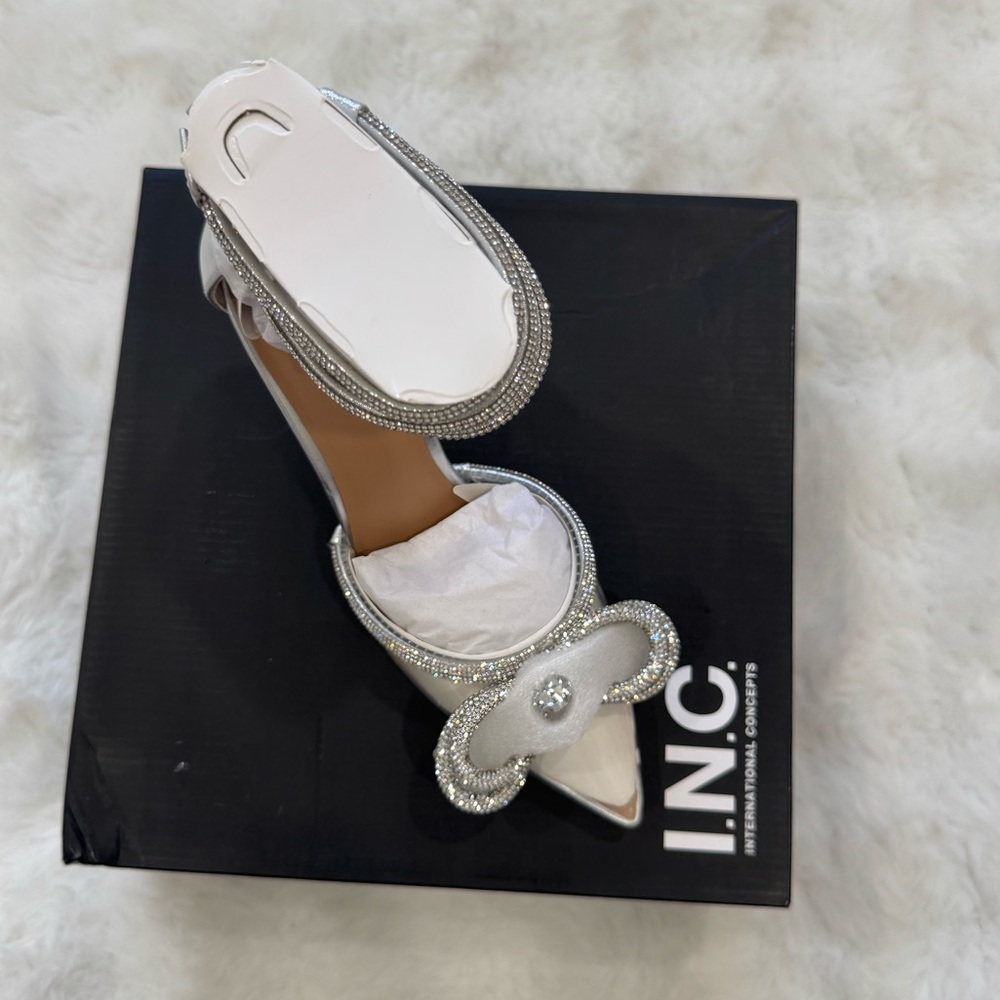 INC International Concepts Women's Silver Embellished Heels